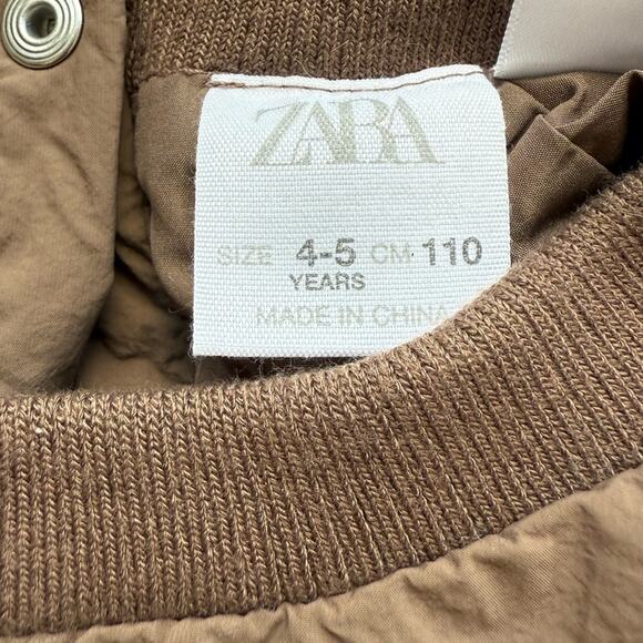 Zara Kids Sz 4-5 Years Mixed Quilted Down Sweatshirt Brown Pullover - Picture 3 of 7